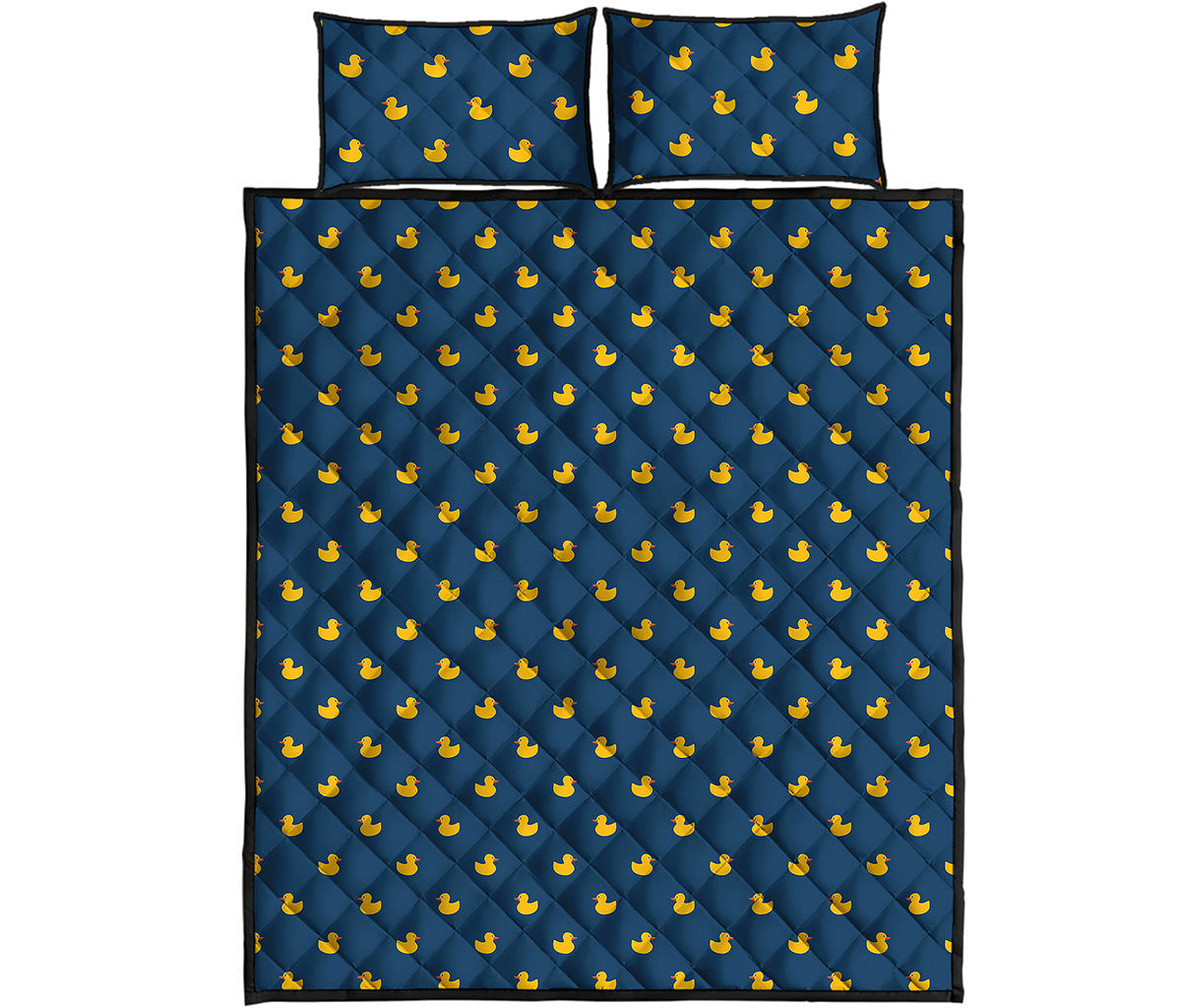Yellow Duck Pattern Print Quilt Bed Set