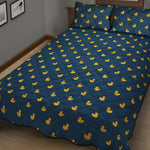 Yellow Duck Pattern Print Quilt Bed Set