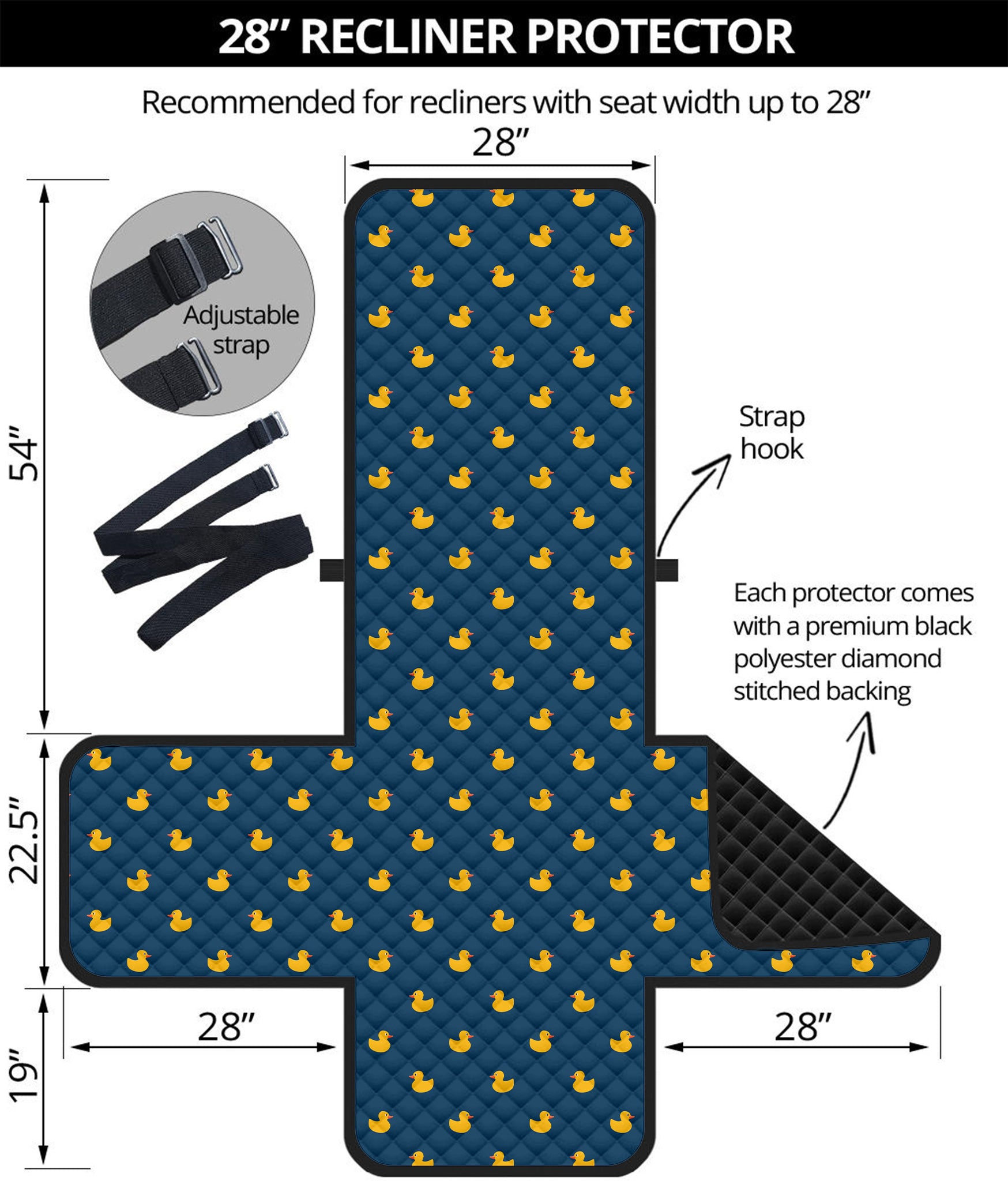 Yellow Duck Pattern Print Recliner Protector