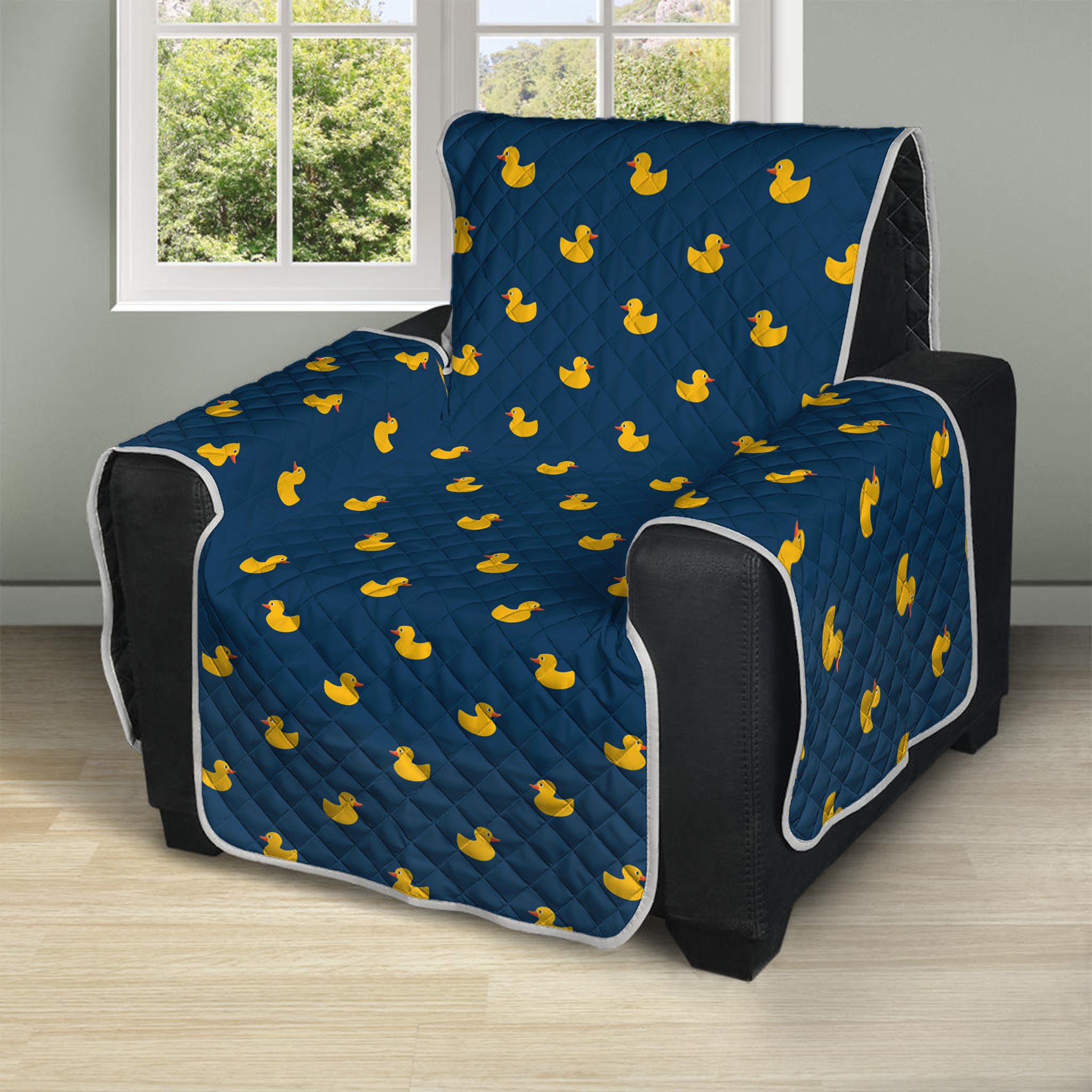 Yellow Duck Pattern Print Recliner Protector