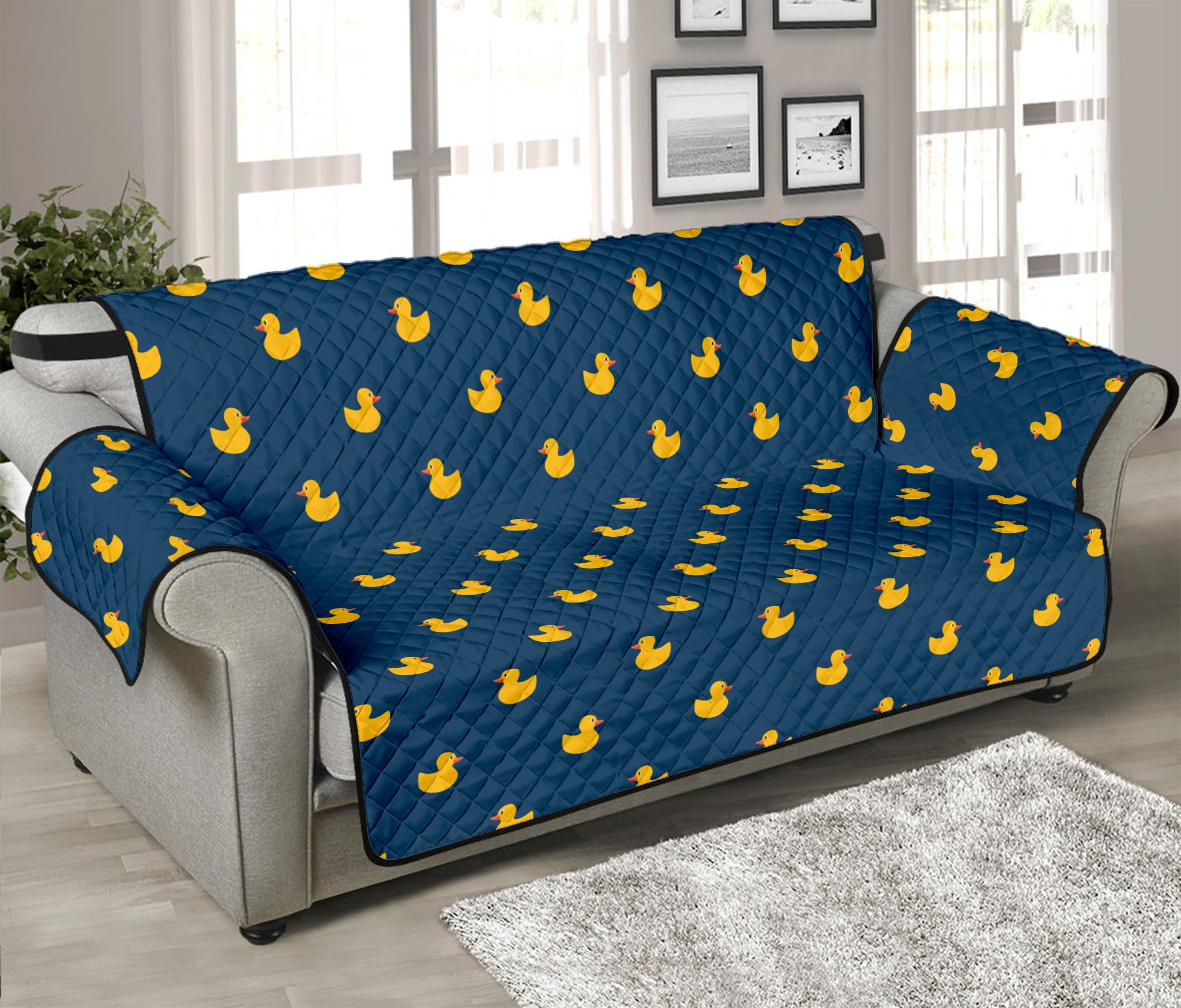 Yellow Duck Pattern Print Sofa Protector