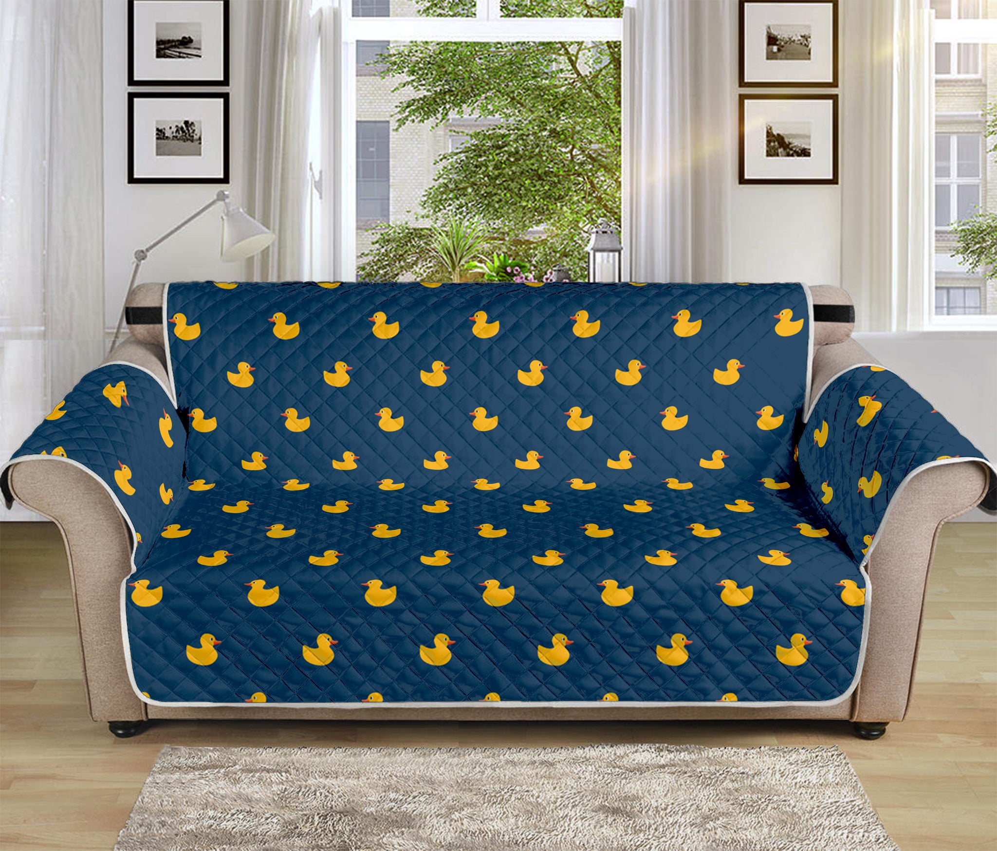 Yellow Duck Pattern Print Sofa Protector