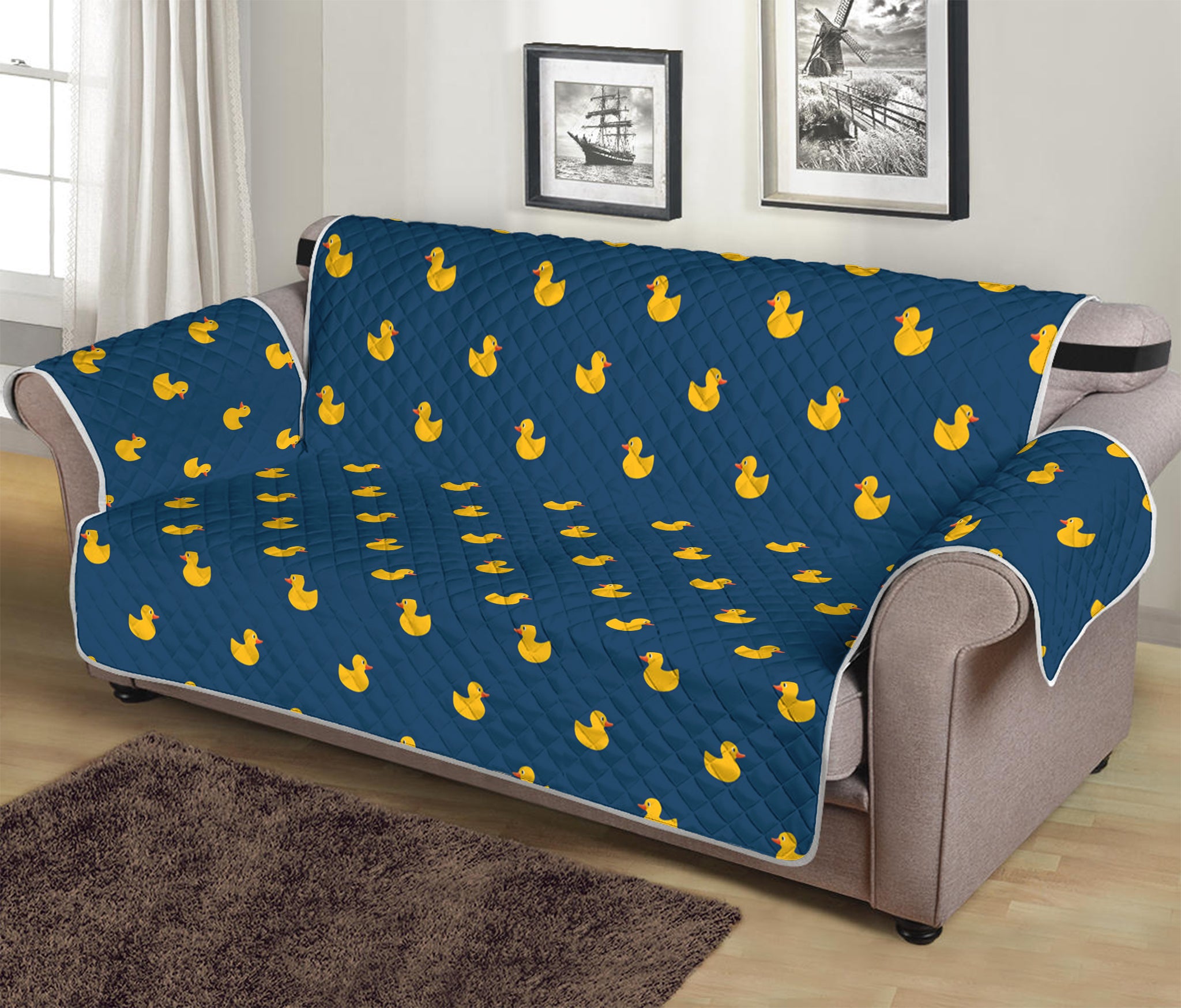 Yellow Duck Pattern Print Sofa Protector