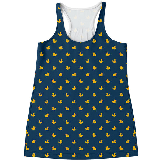 Yellow Duck Pattern Print Women's Racerback Tank Top