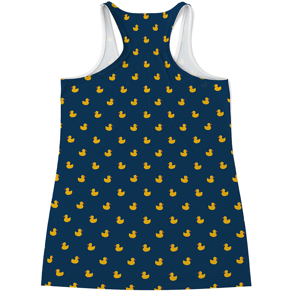 Yellow Duck Pattern Print Women's Racerback Tank Top
