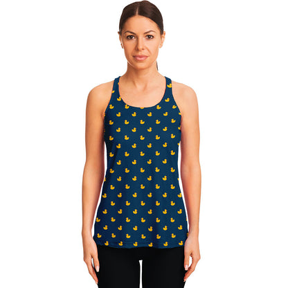 Yellow Duck Pattern Print Women's Racerback Tank Top