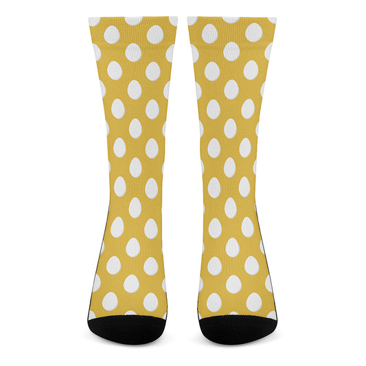 Yellow Eggs Pattern Print Crew Socks