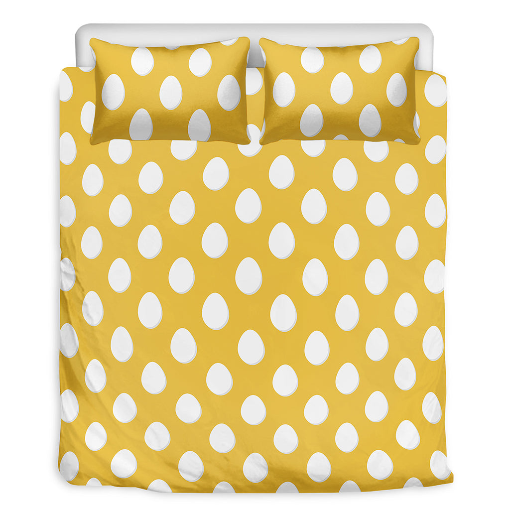 Yellow Eggs Pattern Print Duvet Cover Bedding Set