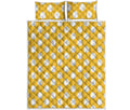 Yellow Eggs Pattern Print Quilt Bed Set