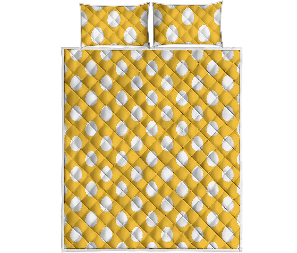 Yellow Eggs Pattern Print Quilt Bed Set