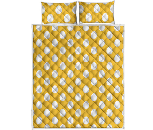 Yellow Eggs Pattern Print Quilt Bed Set