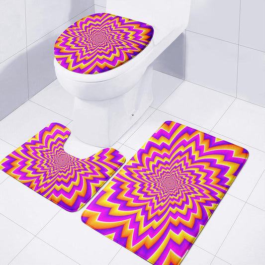 Yellow Expansion Moving Optical Illusion 3 Piece Bath Mat Set
