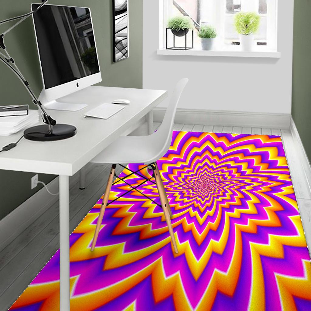 Yellow Expansion Moving Optical Illusion Area Rug GearFrost