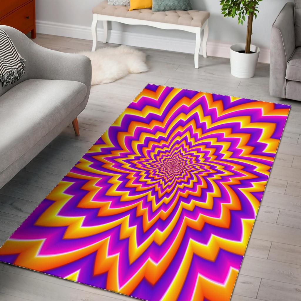 Yellow Expansion Moving Optical Illusion Area Rug GearFrost