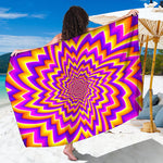 Yellow Expansion Moving Optical Illusion Beach Sarong Wrap