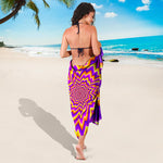 Yellow Expansion Moving Optical Illusion Beach Sarong Wrap