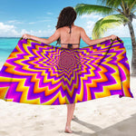Yellow Expansion Moving Optical Illusion Beach Sarong Wrap