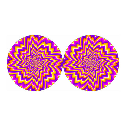 Yellow Expansion Moving Optical Illusion Car Coasters