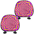 Yellow Expansion Moving Optical Illusion Car Headrest Covers