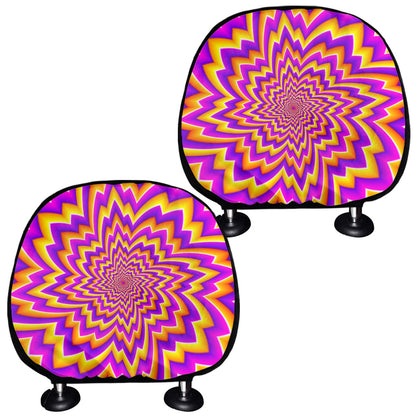 Yellow Expansion Moving Optical Illusion Car Headrest Covers