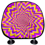 Yellow Expansion Moving Optical Illusion Car Headrest Covers