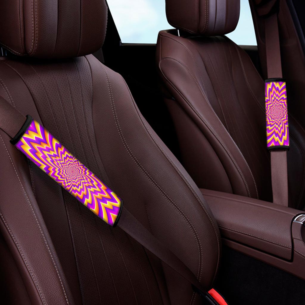 Yellow Expansion Moving Optical Illusion Car Seat Belt Covers