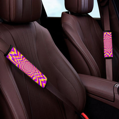 Yellow Expansion Moving Optical Illusion Car Seat Belt Covers