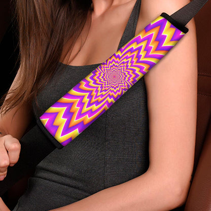 Yellow Expansion Moving Optical Illusion Car Seat Belt Covers