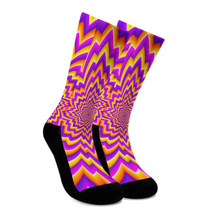 Yellow Expansion Moving Optical Illusion Crew Socks