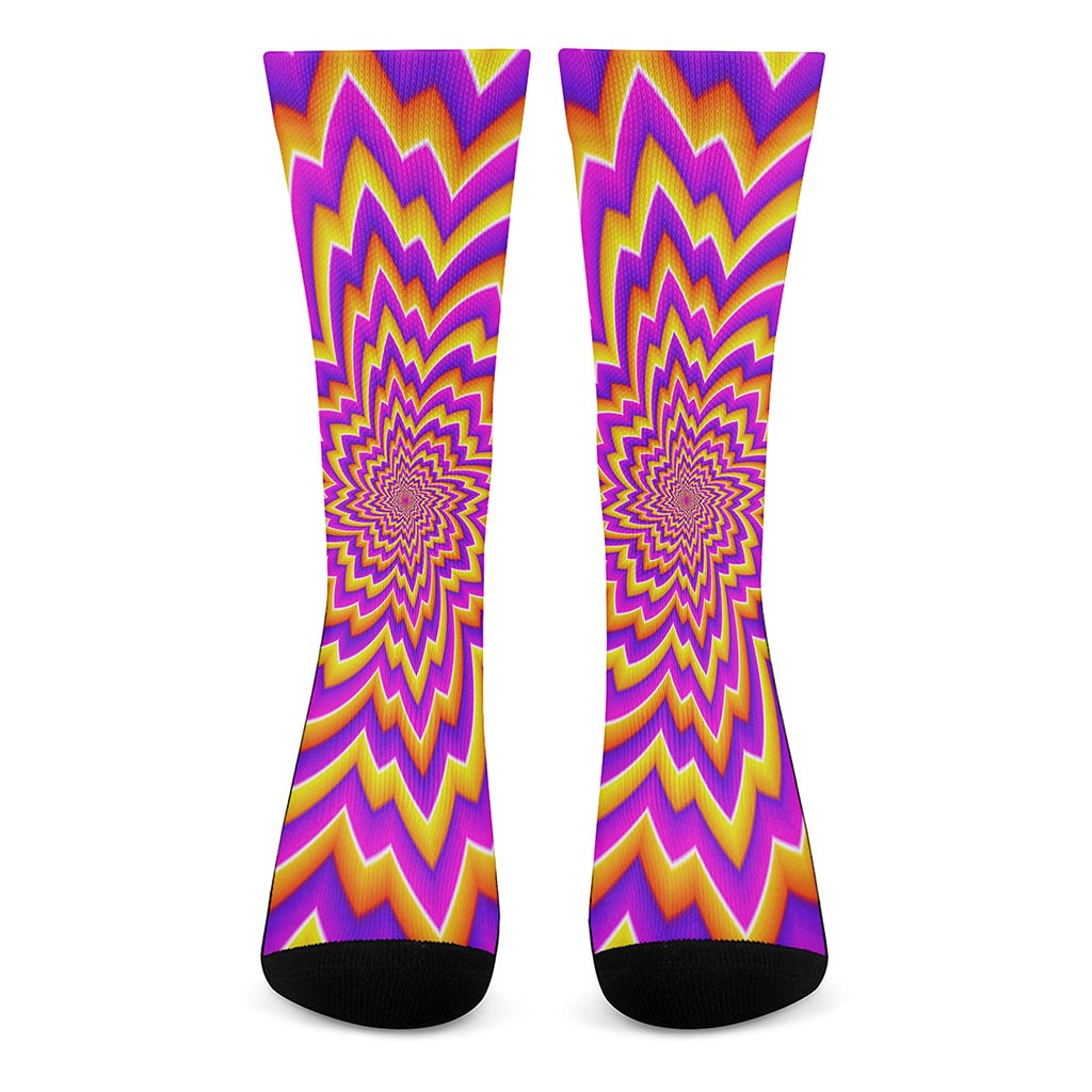 Yellow Expansion Moving Optical Illusion Crew Socks