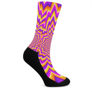 Yellow Expansion Moving Optical Illusion Crew Socks