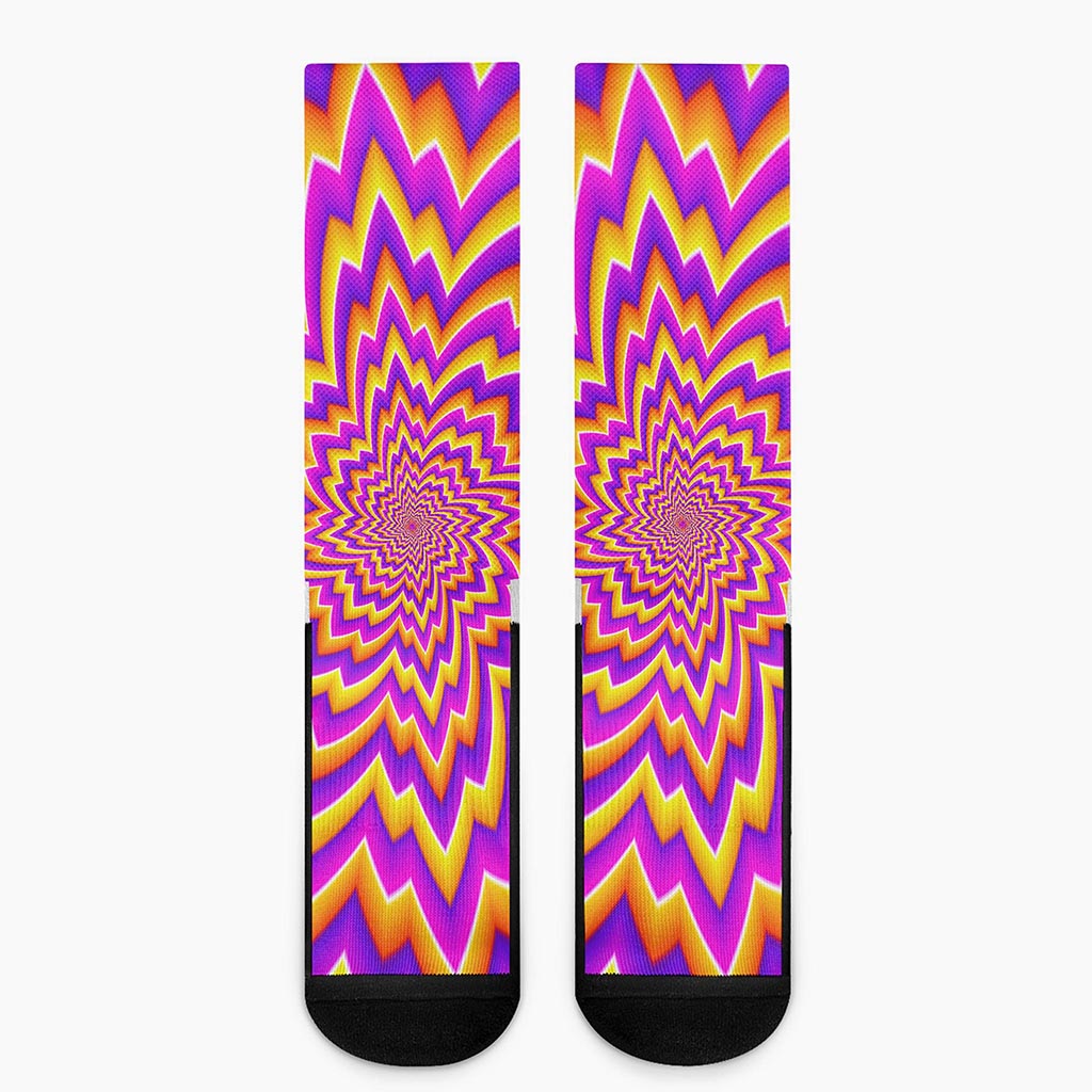 Yellow Expansion Moving Optical Illusion Crew Socks