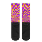 Yellow Expansion Moving Optical Illusion Crew Socks