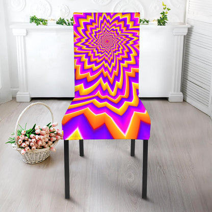 Yellow Expansion Moving Optical Illusion Dining Chair Slipcover