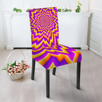Yellow Expansion Moving Optical Illusion Dining Chair Slipcover