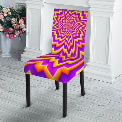 Yellow Expansion Moving Optical Illusion Dining Chair Slipcover