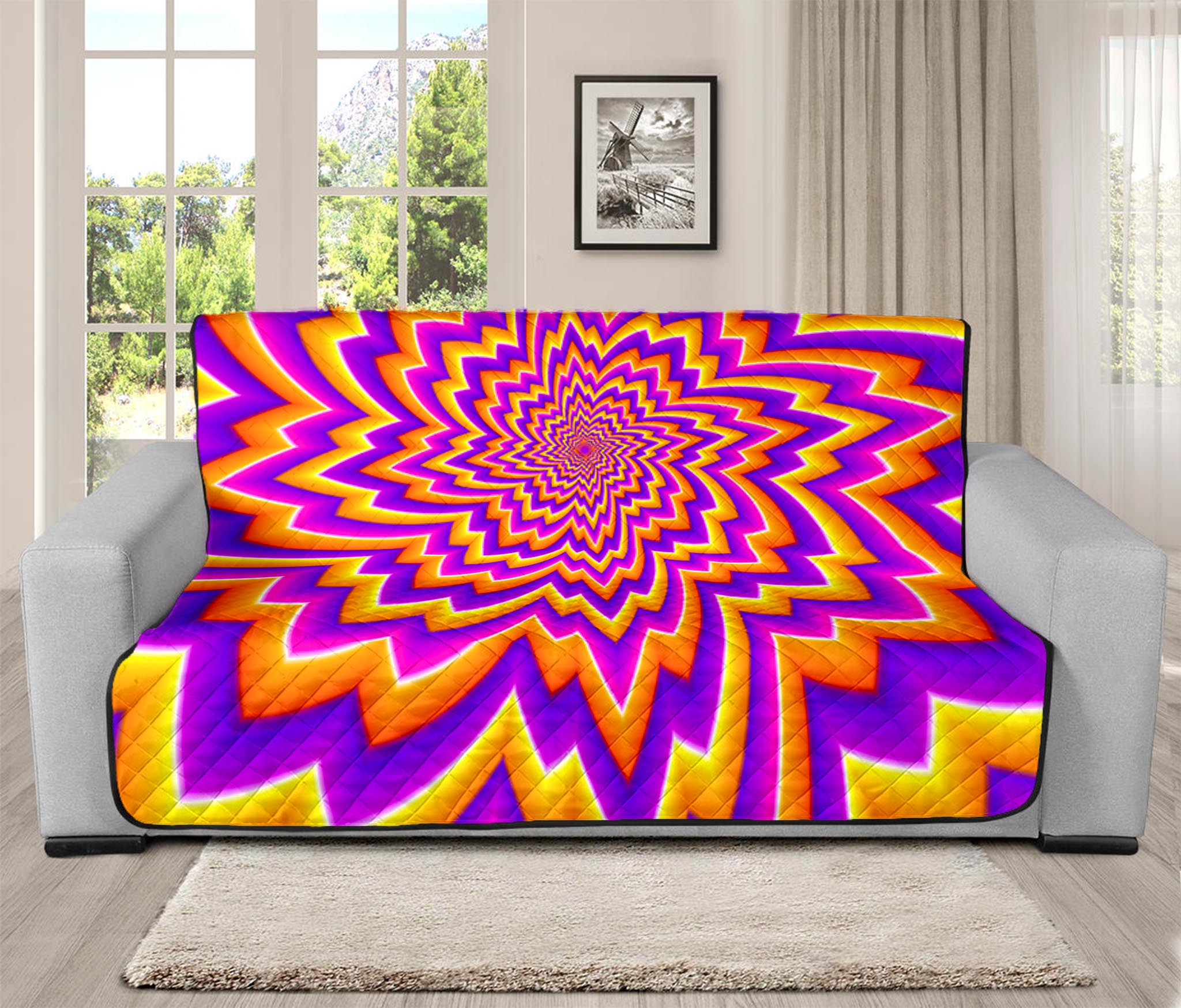 Yellow Expansion Moving Optical Illusion Futon Protector