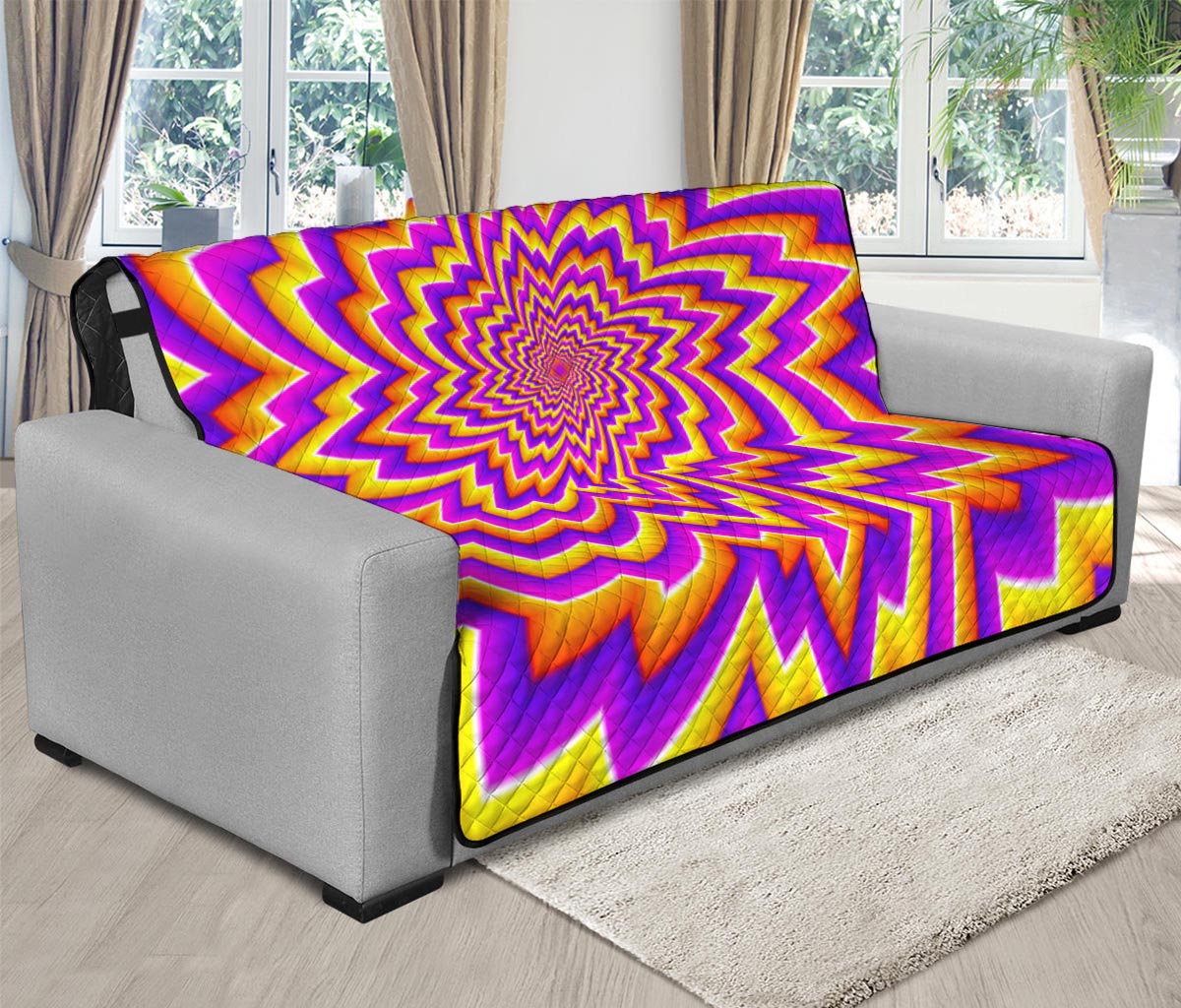 Yellow Expansion Moving Optical Illusion Futon Protector