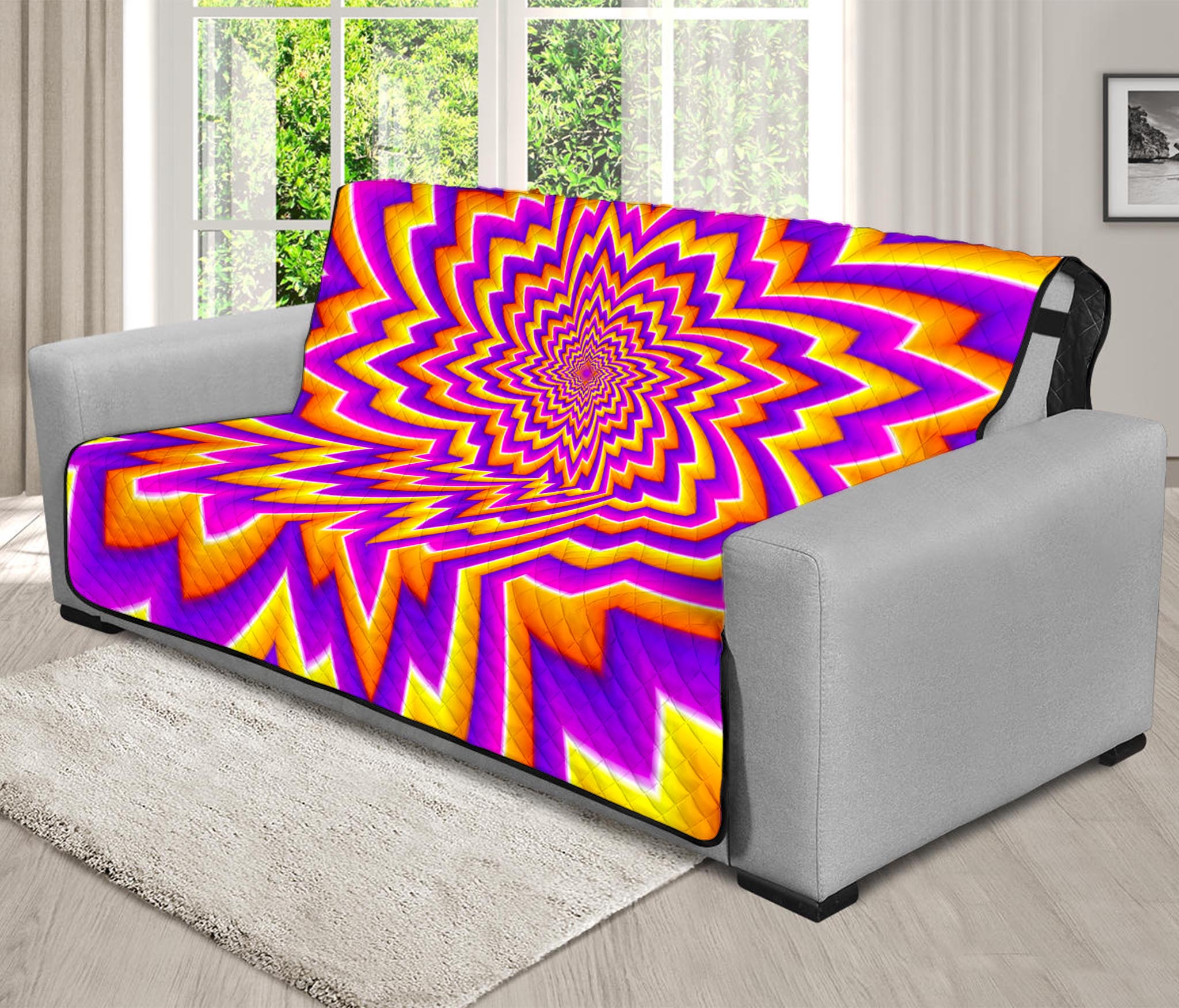 Yellow Expansion Moving Optical Illusion Futon Protector