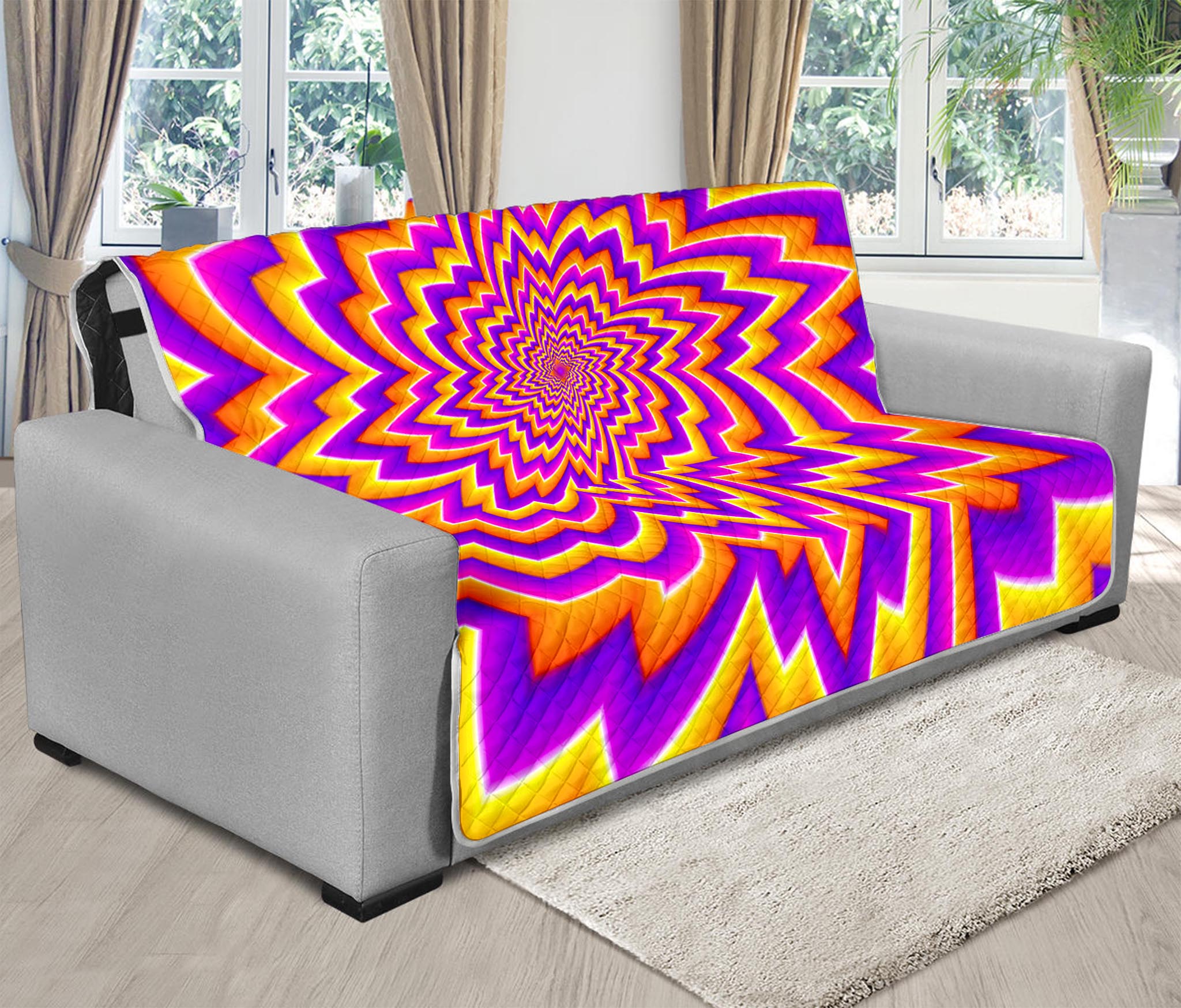 Yellow Expansion Moving Optical Illusion Futon Protector