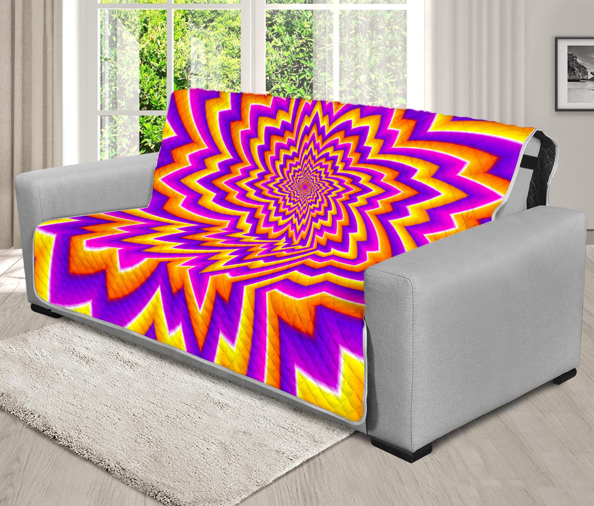 Yellow Expansion Moving Optical Illusion Futon Protector