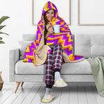 Yellow Expansion Moving Optical Illusion Hooded Blanket