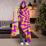 Yellow Expansion Moving Optical Illusion Hooded Blanket