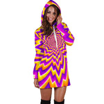 Yellow Expansion Moving Optical Illusion Hoodie Dress GearFrost