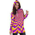 Yellow Expansion Moving Optical Illusion Hoodie Dress GearFrost