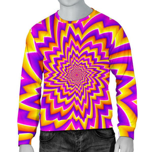 Yellow Expansion Moving Optical Illusion Men's Crewneck Sweatshirt GearFrost