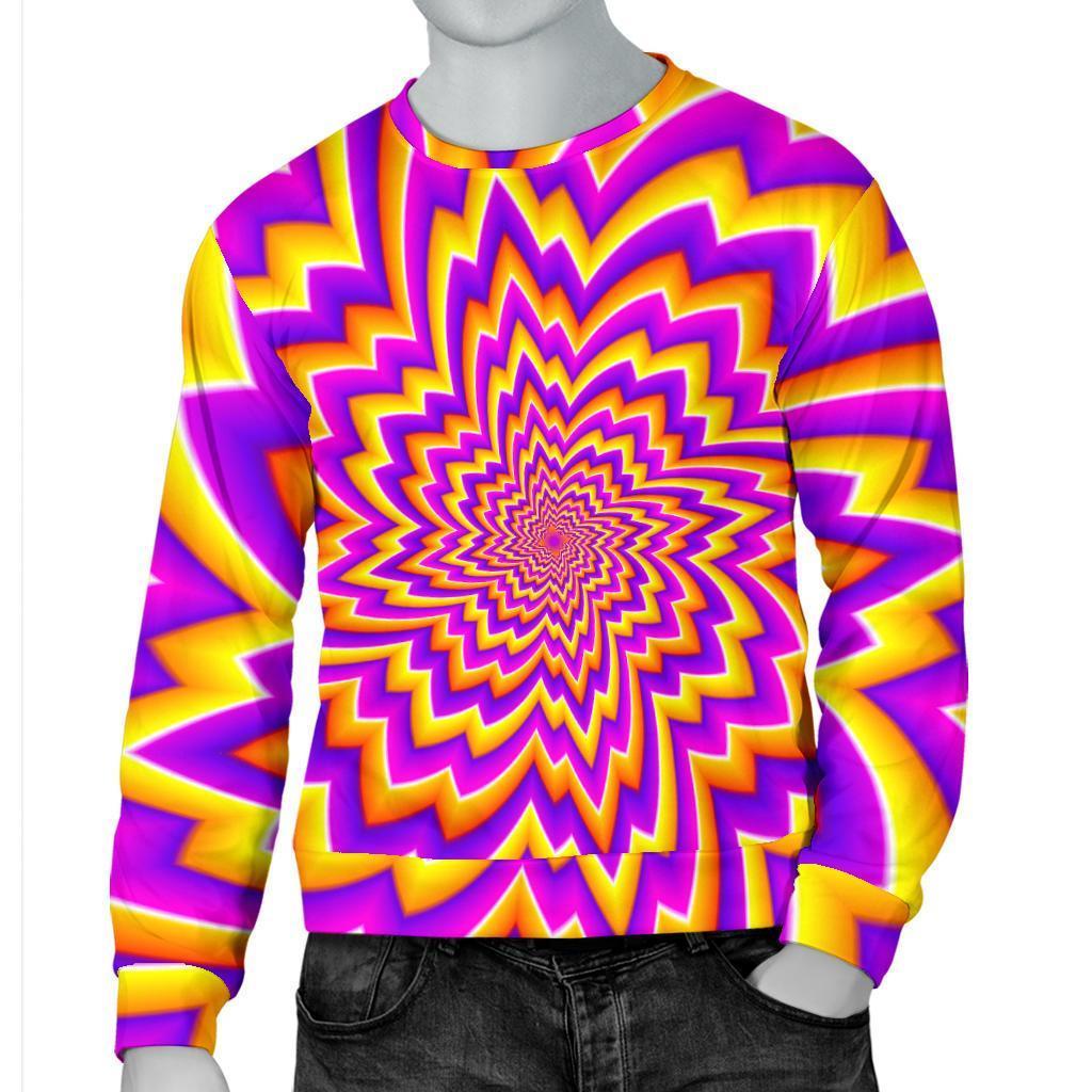 Yellow Expansion Moving Optical Illusion Men's Crewneck Sweatshirt GearFrost