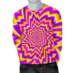 Yellow Expansion Moving Optical Illusion Men's Crewneck Sweatshirt GearFrost