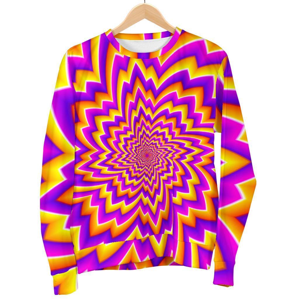 Yellow Expansion Moving Optical Illusion Men's Crewneck Sweatshirt GearFrost