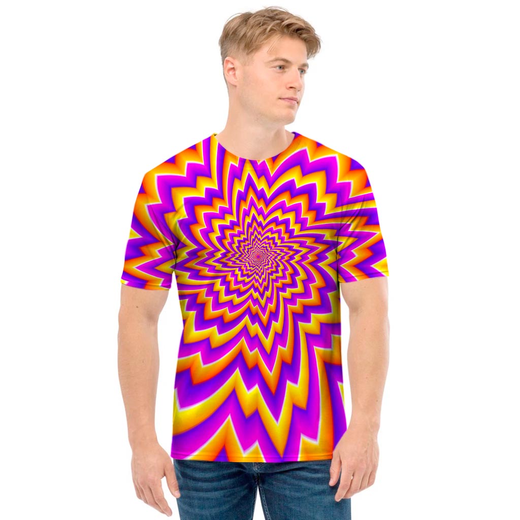 Yellow Expansion Moving Optical Illusion Men's T-Shirt